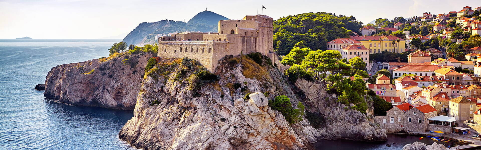 Dubrovnik, one of the world’s best-preserved medieval towns, view of a building built into the coast