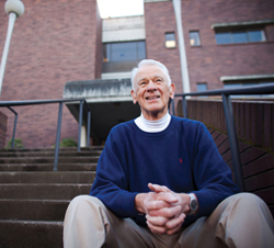 Jim Welty sitting outside on steps