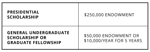 Scholarship and Fellowship Endowment Chart