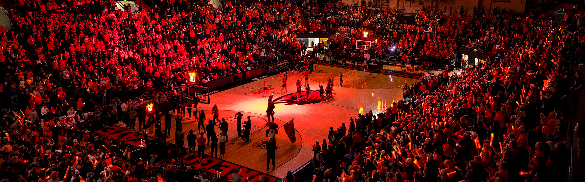 Photo of Gill Coliseum during a women's basketball game