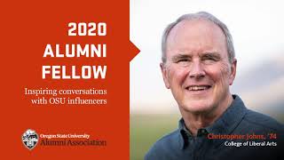 "202 Alumni Fellow, Inspiring conversations with OSU influencers" text with image of Christopher Johns and OSUAA logo