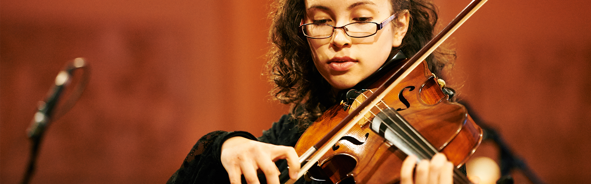 A girl plays a violin